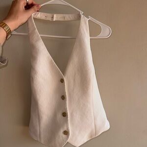 Aritzia Wilfred Halter Vest Top – Light Birch – Size 8